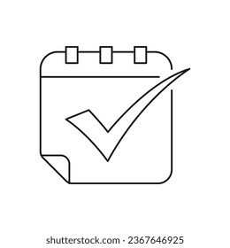 Calendar with checkmark icon line style isolated on white background. Vector illustration