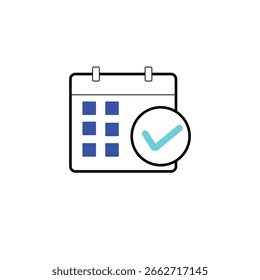 Calendario con planificación de programación de iconos de marca de verificación
