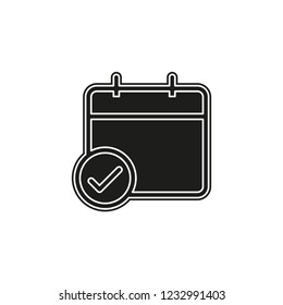 calendar checkmark icon, vector event symbol, day or month icon