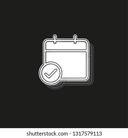 calendar checkmark icon, vector event symbol, day or month icon