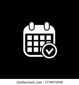 calendar checkmark icon, vector event symbol, day or month icon