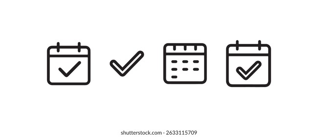 Calendar and checkmark icons for scheduling Vector