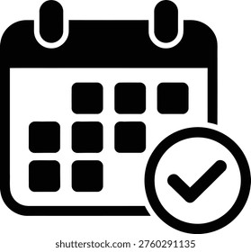 Calendar with checkmark indicating a scheduled or completed task
