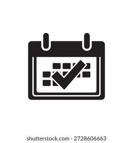 Icono de Vector negro de la programación de la marca de verificación del calendario