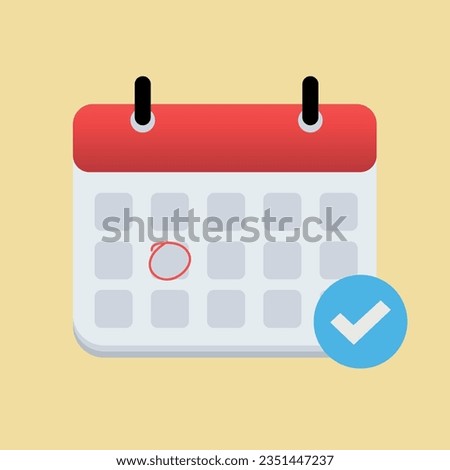 Calendar with checkmark or tick icon