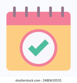 Calendario Con El Vector De Marca De Verificación. Icono de Vector de marca, icono de Vector aislado estilo plano.