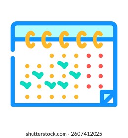calendar checkmarks hybrid work color icon vector. calendar checkmarks hybrid work sign. isolated symbol illustration