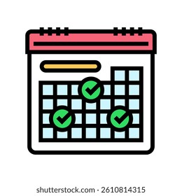 calendar checkmarks hybrid work color icon vector. calendar checkmarks hybrid work sign. isolated symbol illustration