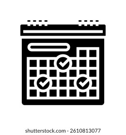 calendar checkmarks hybrid work glyph icon vector. calendar checkmarks hybrid work sign. isolated symbol illustration
