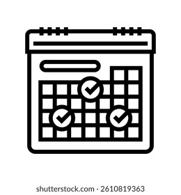 calendar checkmarks hybrid work line icon vector. calendar checkmarks hybrid work sign. isolated contour symbol black illustration