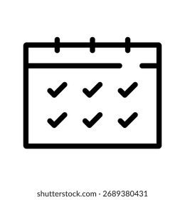 Calendario con ícono de marcas de verificación Vector de esquema del planificador de programación completado