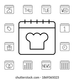 Calendar, chef flat vector icon in calendar pack