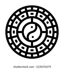 calendar chinese line icon vector. calendar chinese sign. isolated contour symbol black illustration