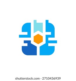 Vector de diseño de logotipo de negocio Abstractas moderno de tecnología de programación de construcción de chips