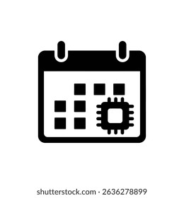 Calendar with chip reminder symbolizing smart notifications and digital alerts
