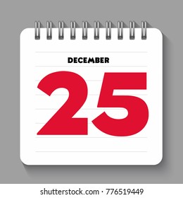 Calendar Christmas icon flat design isolated vector illustration