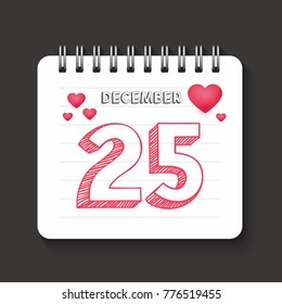 Calendar Christmas icon flat design isolated vector illustration
