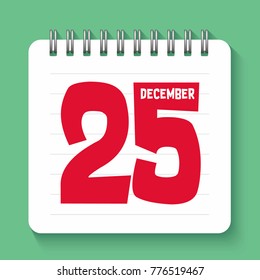 Calendar Christmas icon flat design isolated vector illustration