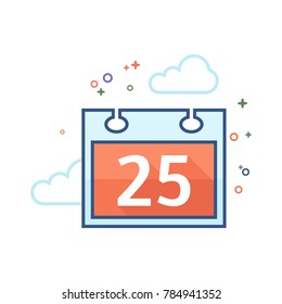 Calendar Christmas icon in outlined flat color style. Vector illustration.