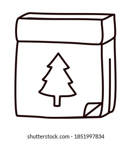 calendar with christmas pine tree icon over white background, line style, vector illustration