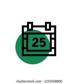 Calendar, Christmas time, 25th December vector line icon 