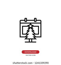 Calendar and Christmas tree vector icon
