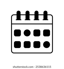 Calendário com ícone de Círculo isolado em um plano de fundo branco. Ilustração vetorial.