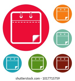 Calendar clean icons circle set vector isolated on white background