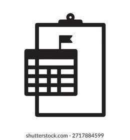 calendar, clipboard, dates, flag, marker, grid, layout, black, white, clean, simple, organize, schedule, planner, time, event, note, document, office, paper