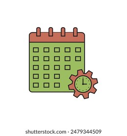 a calendar with a clock, beadline concept vector icon