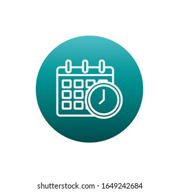 Calendar and clock block gradient style icon design, Planner time event moth date day page plan and reminder theme Vector illustration