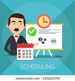 calendar and clock. Concept of class timetable or schedule, personal study plan creation, learning time planning and scheduling