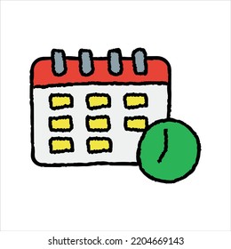 Icono de calendario dibujado a mano ilustración de vector gráfico