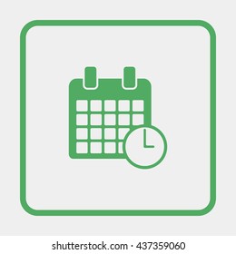 Calendar clock icon.