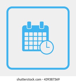Calendar clock icon.