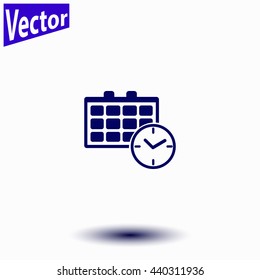 Calendar and clock icon.