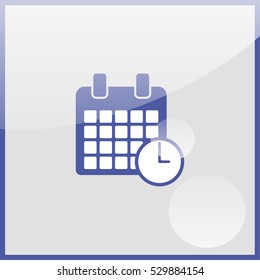 Calendar clock icon.