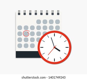 Calendar and clock icon. Concept of Schedule, appointment, important date. Can use for web banner, infographics, hero images.