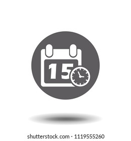 Calendar and clock icon. Date and time symbol. Event pictogram, flat vector sign isolated on white background. Simple vector illustration for graphic and web design.