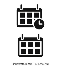 Calendar and clock icon. Date and time symbol. Event pictogram, flat vector sign isolated on white background. Simple vector illustration for graphic and web design.