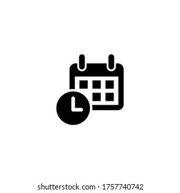 Kalender- und Uhrsymbol. Datum und Uhrzeit des Symbols. Vektorgrafik einzeln auf weißem Hintergrund. EPS10.