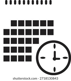 Kalender- und Uhrensymbol für Terminverwaltung, Termine und Termine - Vektorgrafik