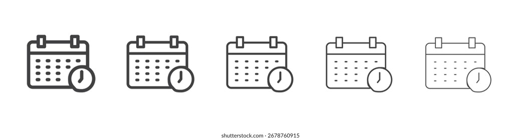 Diseño del icono del reloj del calendario, logotipo, App, interfaz de usuario. Ilustración vectorial, EPS