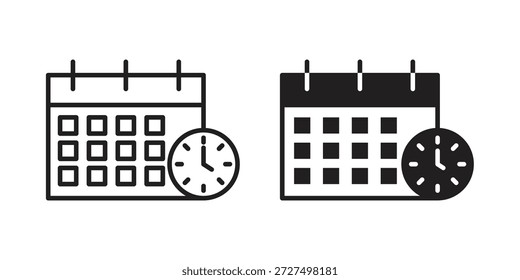 Calendar clock icon designs collection for mobile, ui, web.