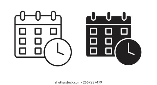 Elementos del icono del reloj del calendario.