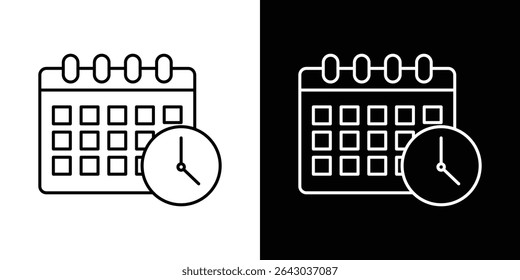 Calendar clock icon Flat style logo vector. perfect for UI designs