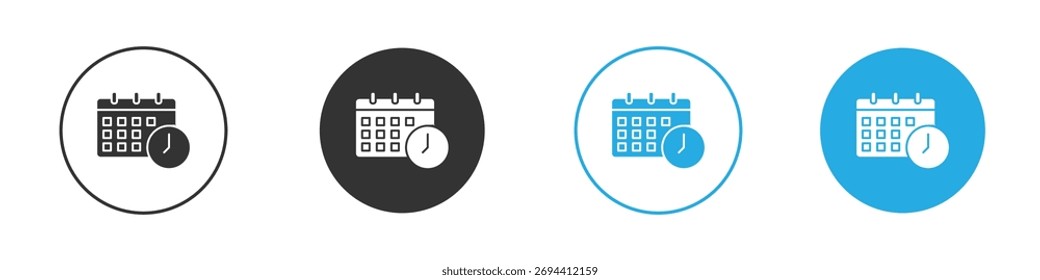 Icono de reloj de calendario. Plantilla de diseño de iconos gráficos