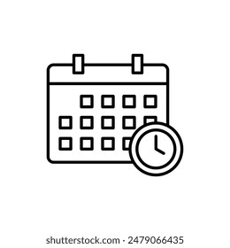 Calendar with Clock Icon Ideal for Scheduling and Time Management