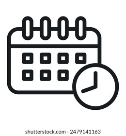 Calendar and Clock Icon Ideal for Time Management and Scheduling