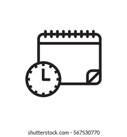 calendar with clock icon illustration isolated vector sign symbol